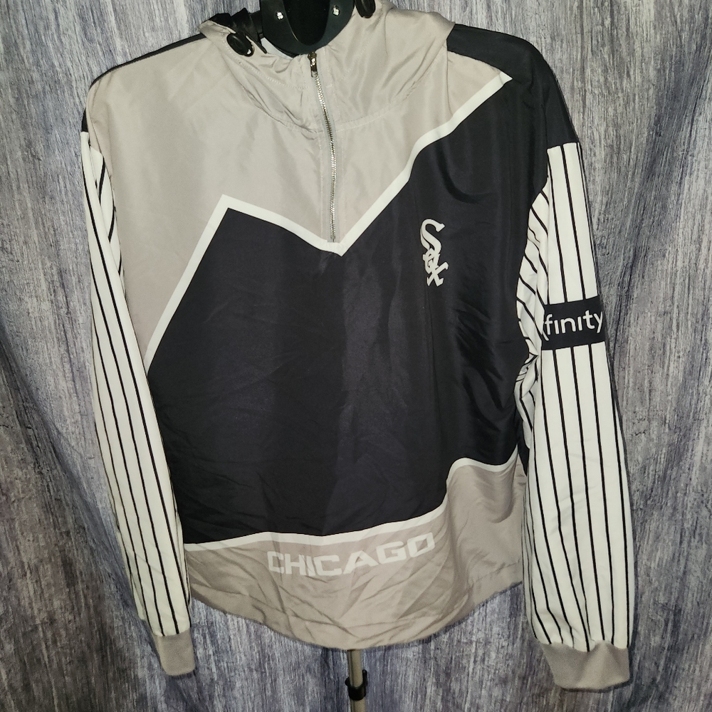 Destroyer‎ Rocks Chicago White Sox 1/4 Zip Hooded Windbreaker Baseball Medium